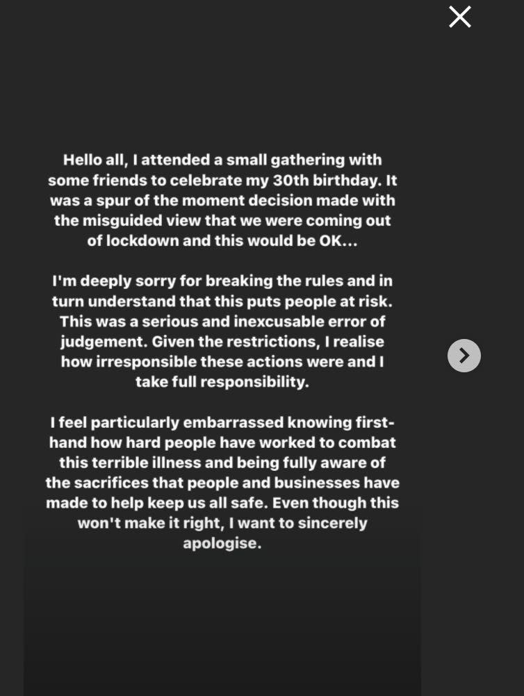 Rita Ora issued an apology for breaking England's COVID-19 lockdown rules to celebrate her 30th birthday with friends. (Photo: Rita Ora Instagram account (@ritaora))
