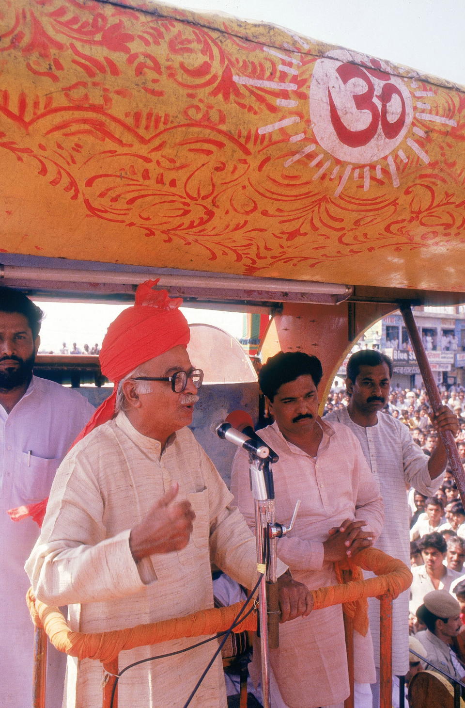 <p>In 1990, the then Leader of the Opposition, Lal Krishna Advani, organised a ‘rath yatra’ to Ayodhya with an objective to build a grand Ram Mandir on the disputed site. </p>