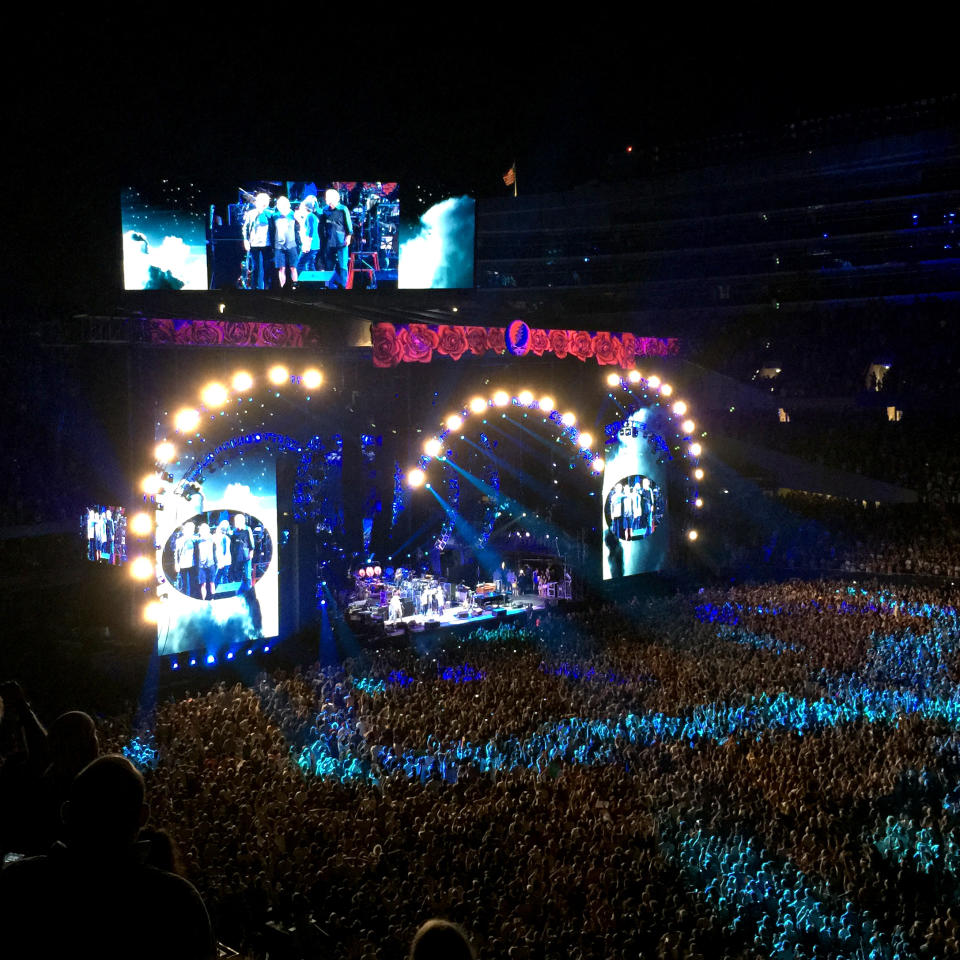 The Grateful Dead play their final concert in front of over 70,000 fans at Soldiers Field. The legendary band ended with a five show tour billed as 