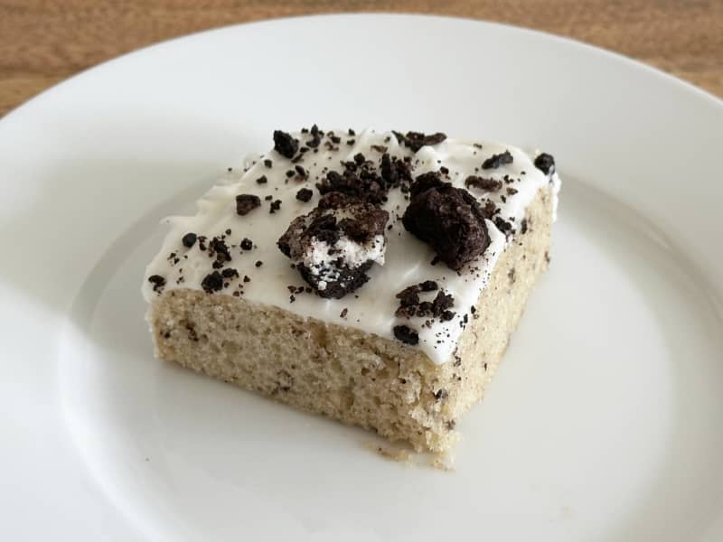 Piece of oreo cake on plate