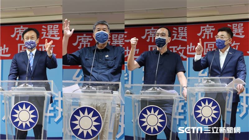 國民黨主席候選人江啟臣、卓伯源、張亞中與朱立倫下午參加網路電視台直播辯論會。（圖／國民黨提供）