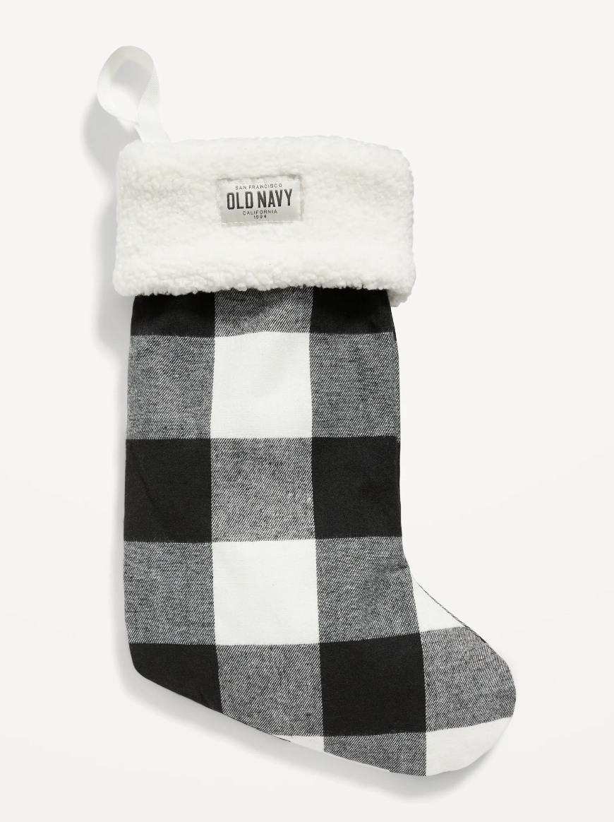 Flannel Christmas Stocking in black buffalo plaid (Photo via Old Navy)