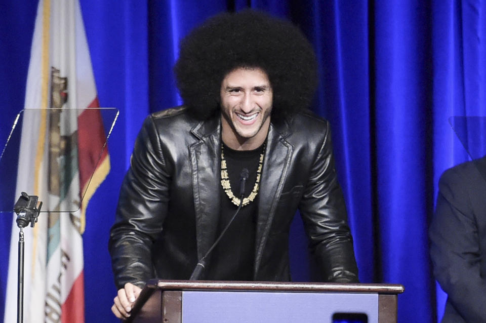 Colin Kaepernick attends the 2017 ACLU SoCal’s Bill of Rights Dinner in Beverly Hills, Calif., on Dec. 3, 2017. (Richard Shotwell/Invision/AP)