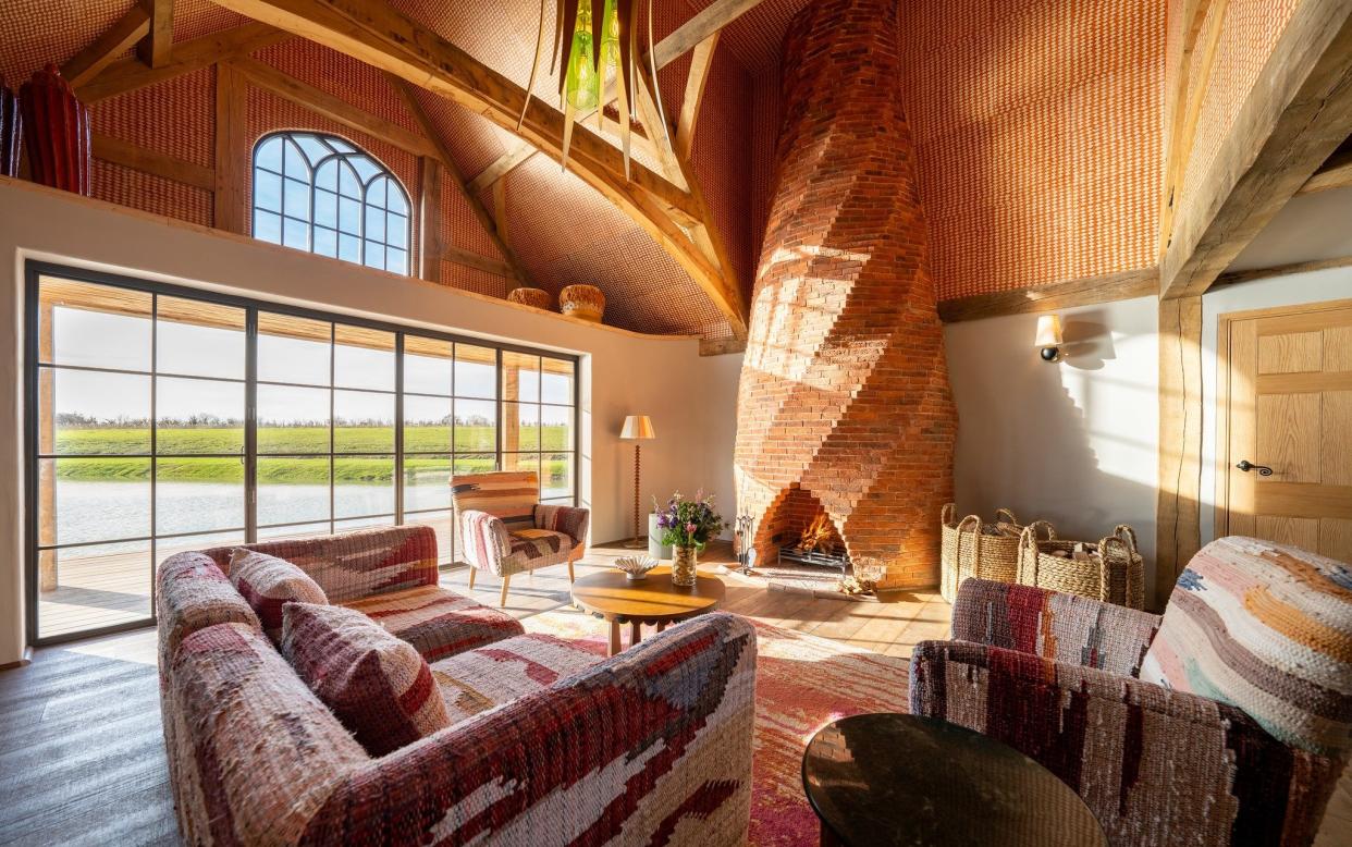 The double-height living room in Yelm Cottage, one of Wilderness Reserve's new properties