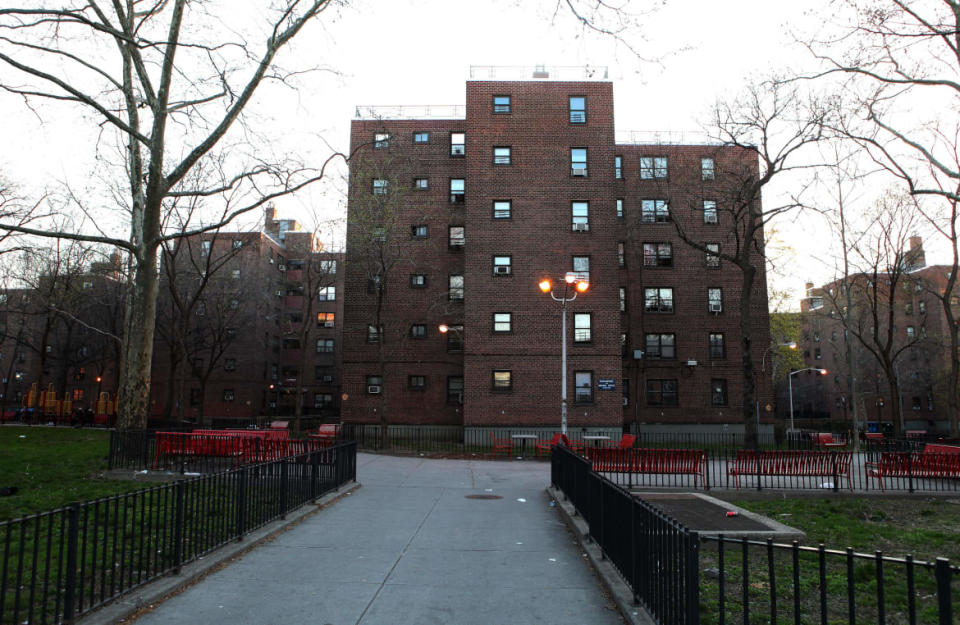 <div class="inline-image__caption"><p>Marcy Houses, former home of rapper Jay-Z, in the Bedford-Stuyvesant neighborhood of Brooklyn, New York, on April 15, 2016. </p></div> <div class="inline-image__credit">Raymond Boyd/Getty</div>