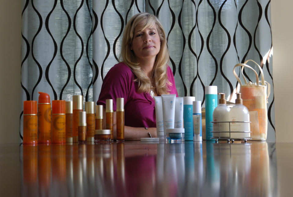 Jennifer Maron, lawyer and mother of three children, with her Arbonne products. (Photo by Jim Rankin/Toronto Star via Getty Images)