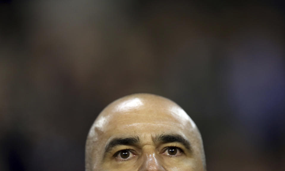 Belgium's coach Roberto Martinez prior to the UEFA Nations League soccer match between Belgium and Iceland at the King Baudouin stadium in Brussels, Thursday, Nov. 15, 2018. (AP Photo/Francisco Seco)