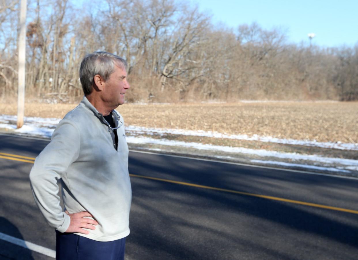 From his home on Anderson Road in Granger, John Sill looks out March 15, 2023, on land that St. Joseph County officials want to develop as a county park. Sill opposes a highway garage that the county also wants to build on the park land at the corner of Beech Road.