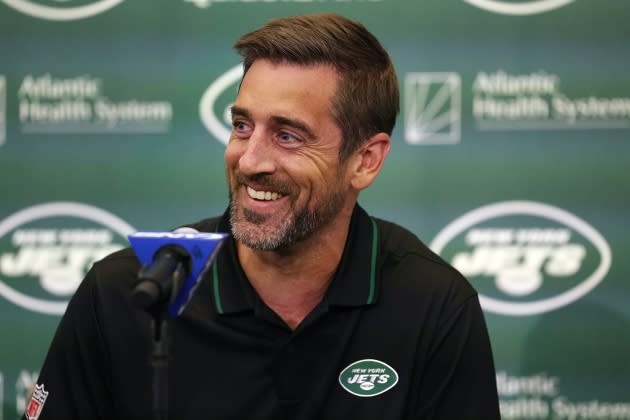 Why was Aaron Rodgers at the Tony Awards? Jets star draws looks at