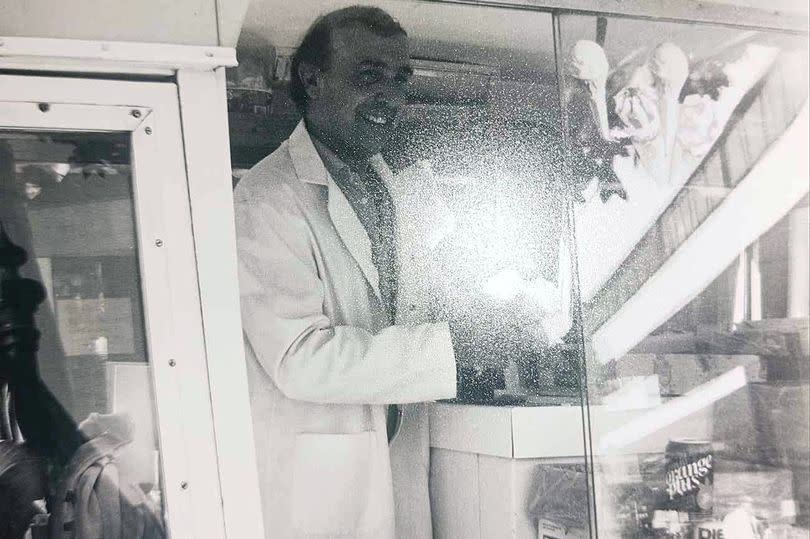 Peter Schiavo senior at the window of his ice cream van