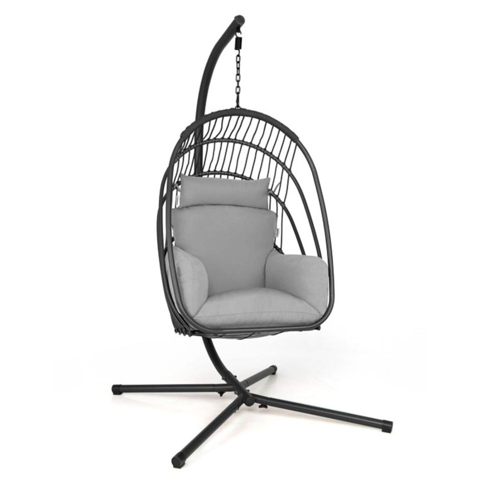 14) Gray Fabric Hammock Chair with Stand