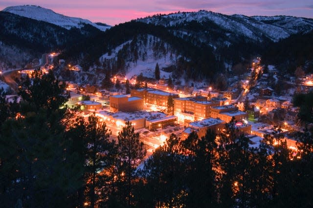 This nighttime view of Deadwood, S.D., is from Mt. Moriah Cemetery, which received a three-year, $4.8 million comprehensive restoration thanks to historic preservation funds generated by legalized gaming.