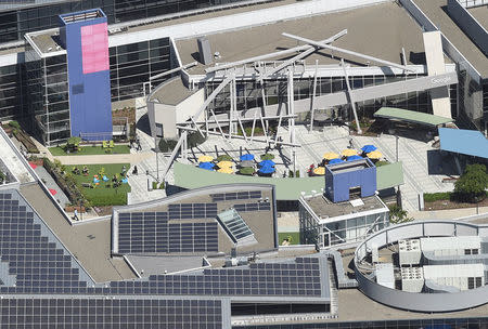 FILE PHOTO: The Alphabet Inc. campus, also known as Googleplex, is shown in this aerial photo in Mountain View, California on April 6, 2016. REUTERS/Noah Berger/File Photo