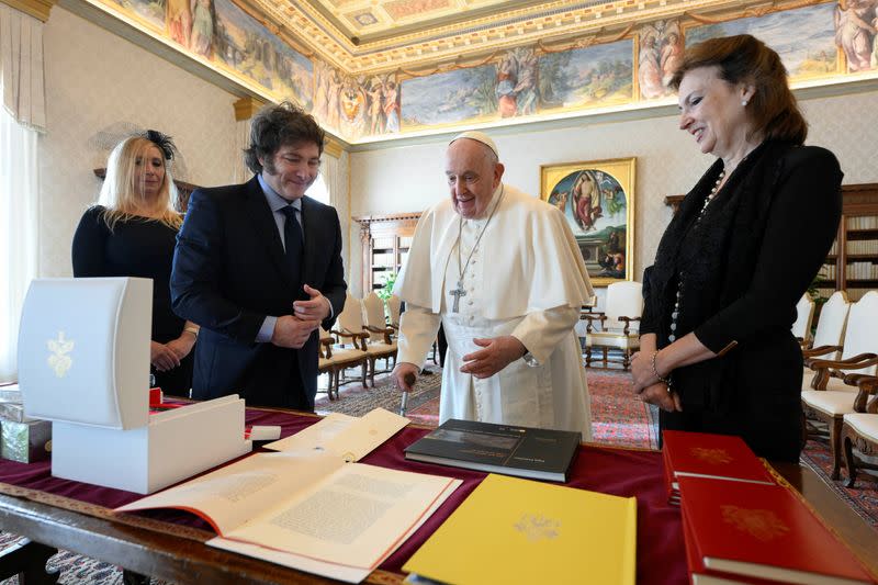 Pope Francis meets Argentine President Milei at the Vatican