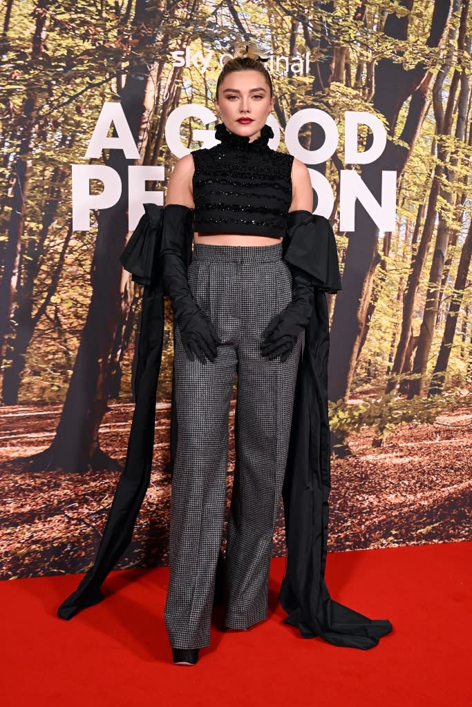 Pugh arrives at the “A Good Person” UK Premiere on March 8 in London. - Credit: Jeff Spicer/Getty Images