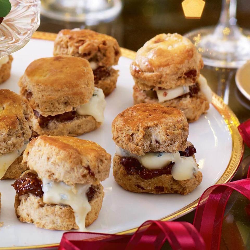 best canape recipes date and walnut scones with fig and gorgonzola