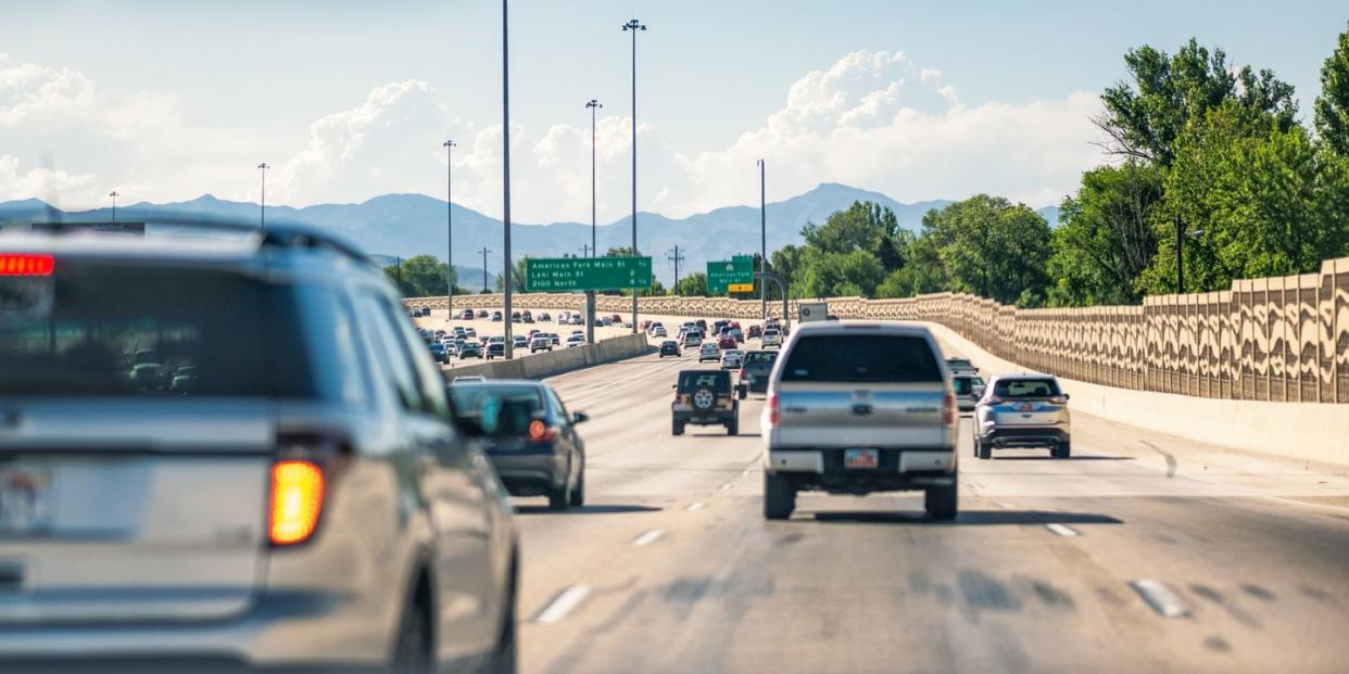 daytime interstate traffic perspective