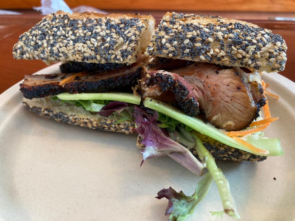 A pork belly banh mi at Cafe NOA in Montpelier on March 8, 2023.