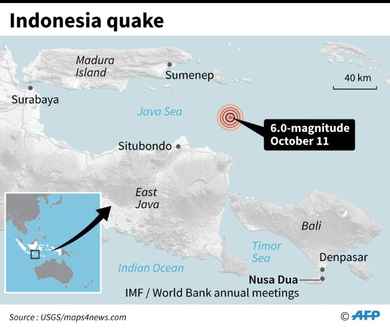 Map locating the epicentre of a 6.0-magnitude quake Thursday