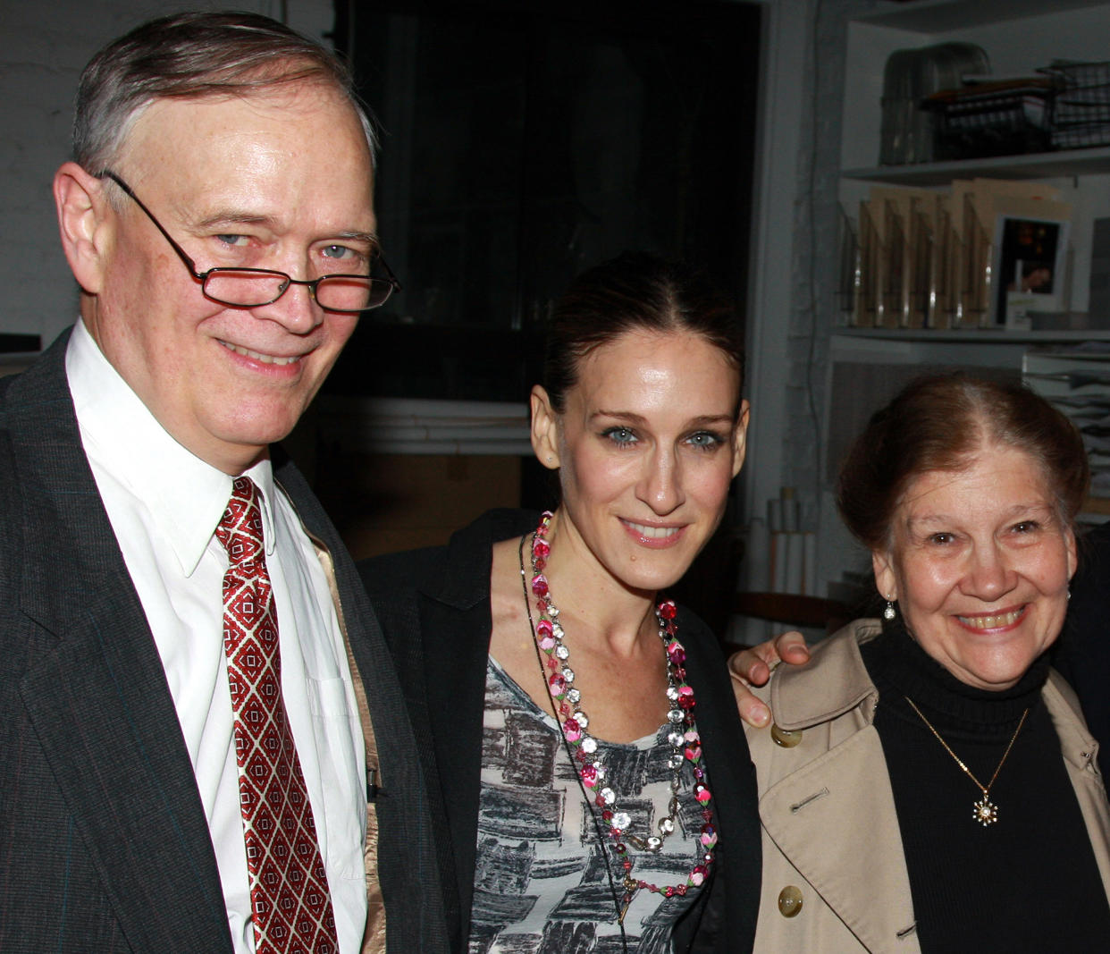 Sarah Jessica Parker with stepfather Paul Forste and mother Barbara Forste at the after-party for The Culture Project's 