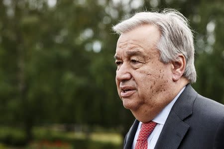 FILE PHOTO: UN Secretary-General Antonio Guterres attends the annual Kultaranta Talks - debate session on foreign and security policy at the Presidential Summer Residence Kultaranta in Naantali, Finland on June 18, 2018. Lehtikuva/Roni Rekomaa/ via REUTERS