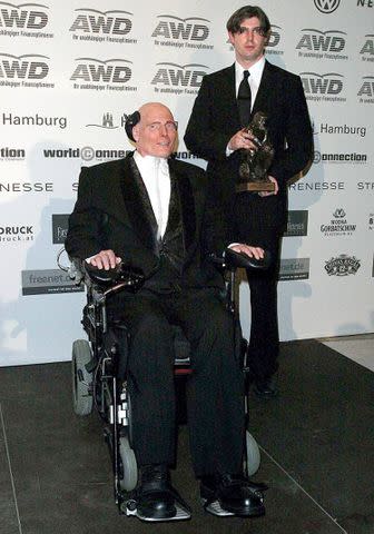 <p>Stefan Schnoor/Shutterstock</p> Matthew Reeve with late father Christopher Reeve in Germany on Oct. 22, 2003