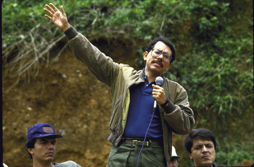 Pres. Daniel Ortega Saavedra (C), speaking in regards to the contra attacks.  (Photo by Cindy Karp/The LIFE Images Collection via Getty Images/Getty Images)