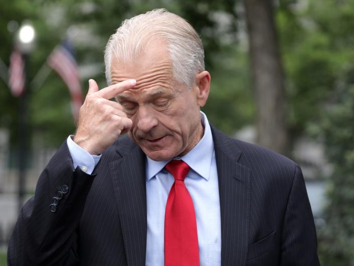 Director of Trade and Manufacturing Policy Peter Navarro speaks to members of the press outside the West Wing of the White House June 18, 2020 in Washington, DC. Navarro spoke on former National Security Adviser John Bolton’s new book “The Room Where It Happened.”
