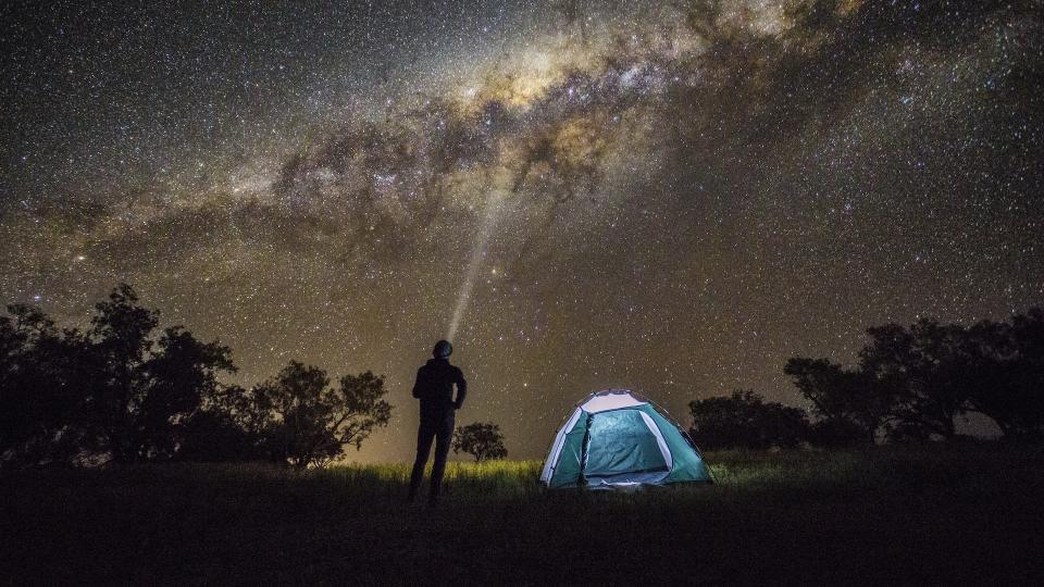 solo camper at night