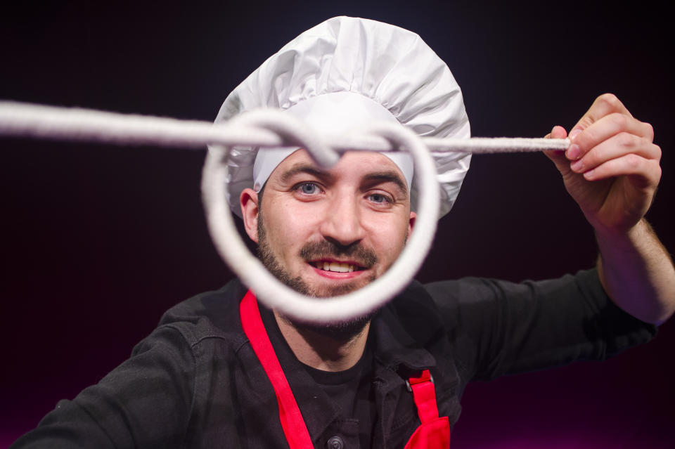 <p>EDINBURGH, SCOTLAND - AUGUST 23:  Edinburgh Magician Elliot Bibby plays with his food and reveals the magic hidden in every kitchen with his spellbinding Italian Spaghetti Rope Trick, and card shuffling, at the Palais du Variété, Assembly George Square Gardens during the Edinburgh Fringe Festival 2021 on August 23, 2021 in Edinburgh, Scotland. (Photo by Euan Cherry/Getty Images)</p>
