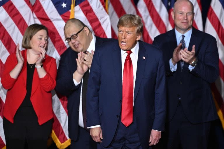 El ex presidente de Estados Unidos y aspirante presidencial republicano Donald Trump, en Des Moines