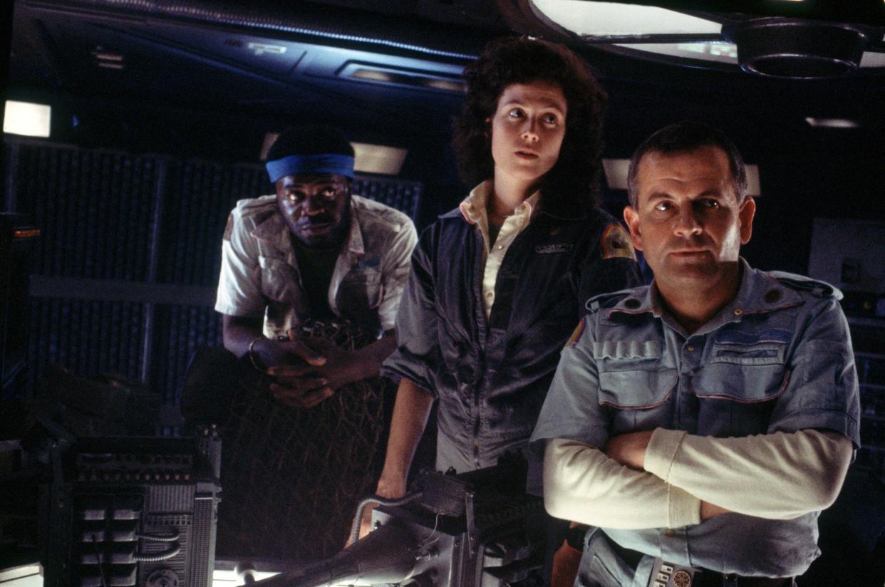 Yaphet Kotto, left, Sigourney Weaver and Ian Holm appear in a scene from 1979's "Alien."