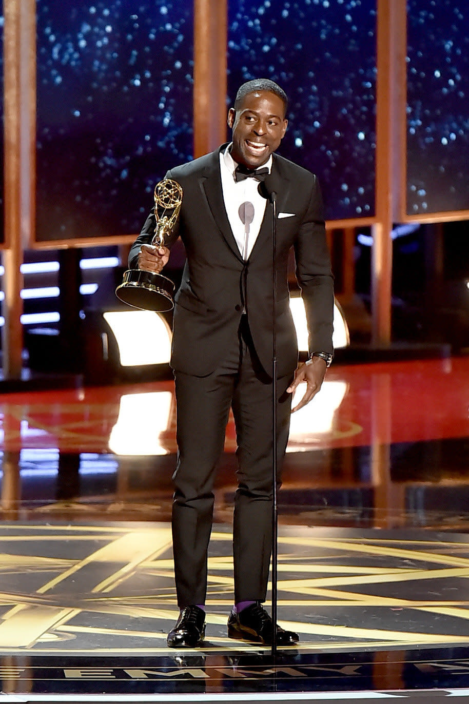 Brown was played off stage before he got a chance to finish his acceptance speech. (Photo: Jeff Kravitz via Getty Images)