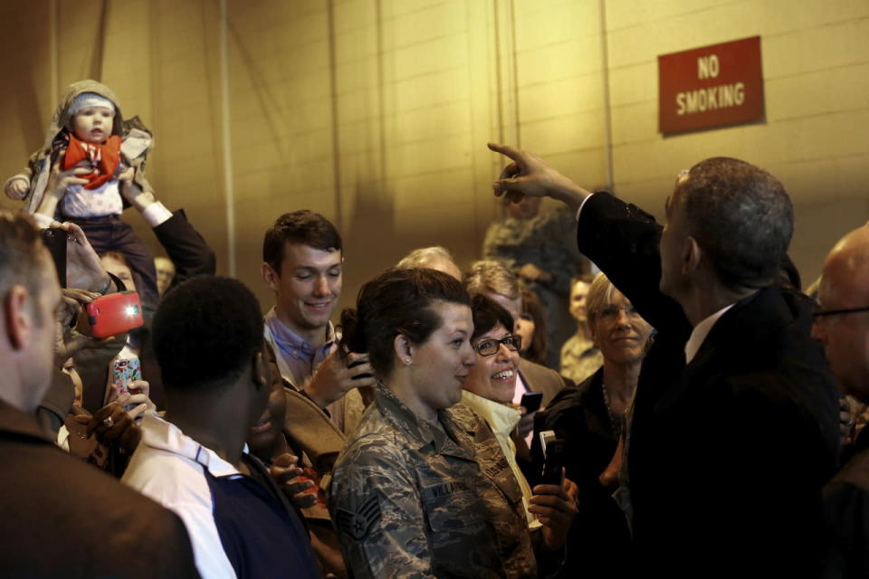 April 15, 2015 — Obama greets military families