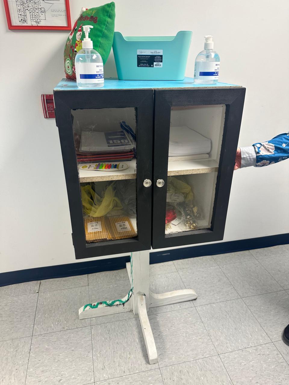 “Avery's Mental Health Matters Art Box” sits decorated at Centerstone in Winchester, Indiana. The box is filled with papers, colorful construction paper and pencils. All supplies in the box are donated and free of charge to use.