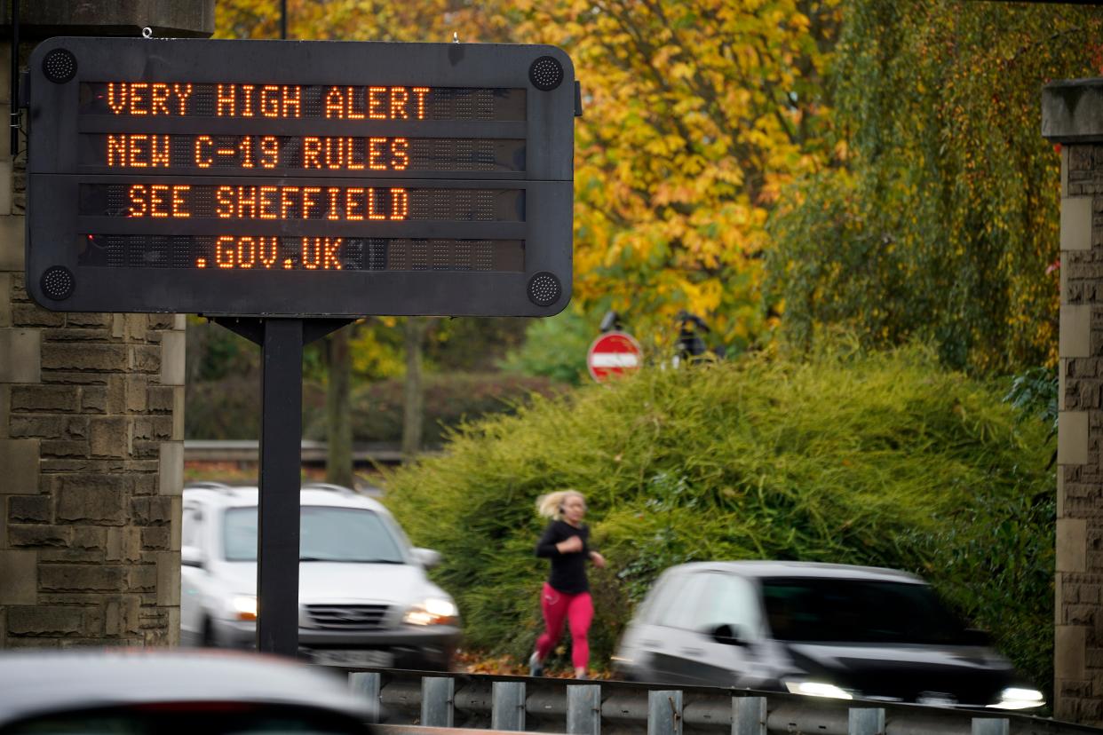An electronic sign warns the people of Sheffield of the 'Very High