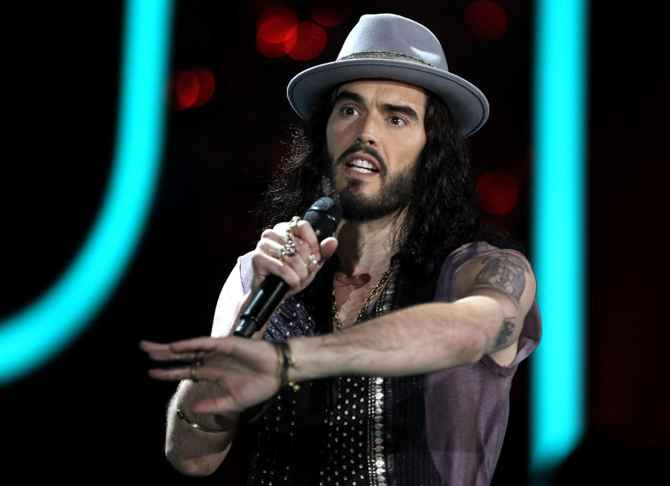 Russell Brand appears onstage at the MTV Movie Awards on Sunday, June 3, 2012, in Los Angeles. (Photo by Matt Sayles/Invision/AP)