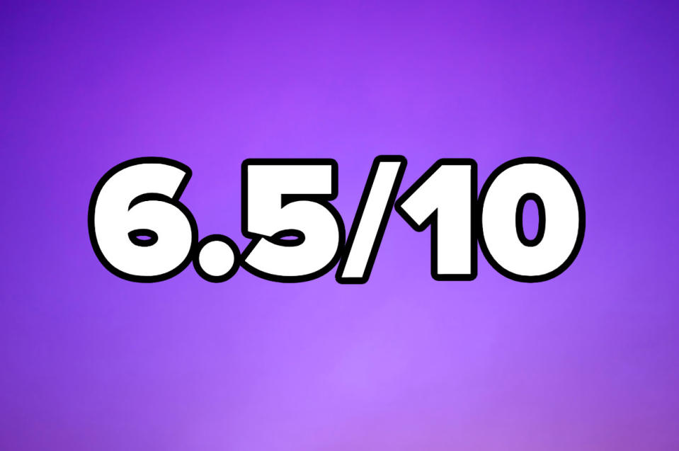 purple background that says 6.5/10