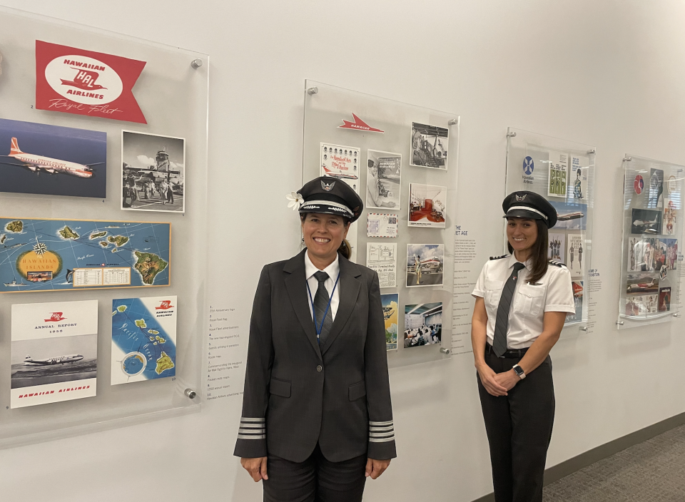 Mowat is one of the very few female captains in the aviation industry and Mycynek is a first officer.