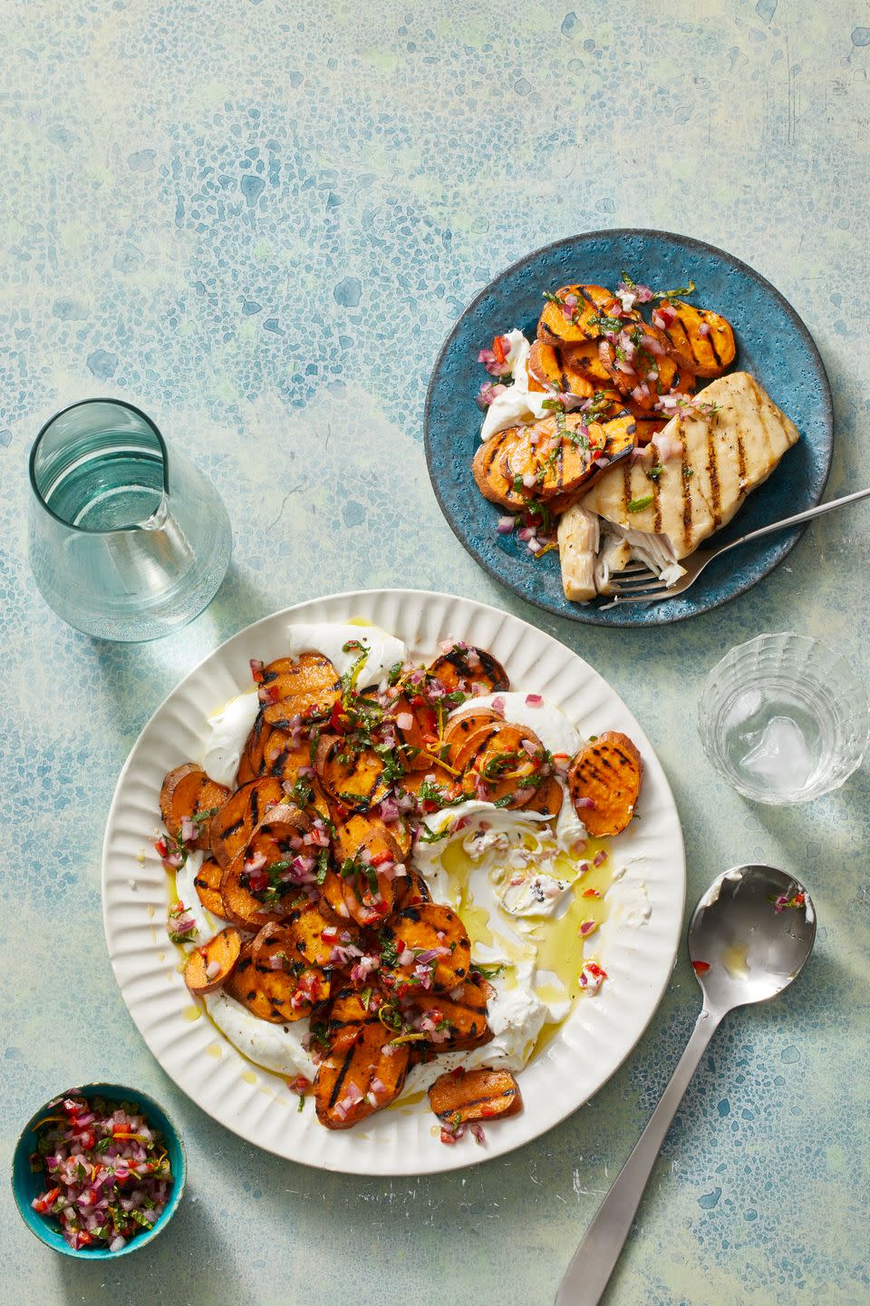 Grilled Sweet Potatoes With Lemon Herb Sauce