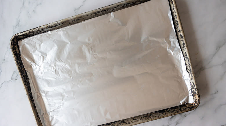 baking sheet with aluminum foil
