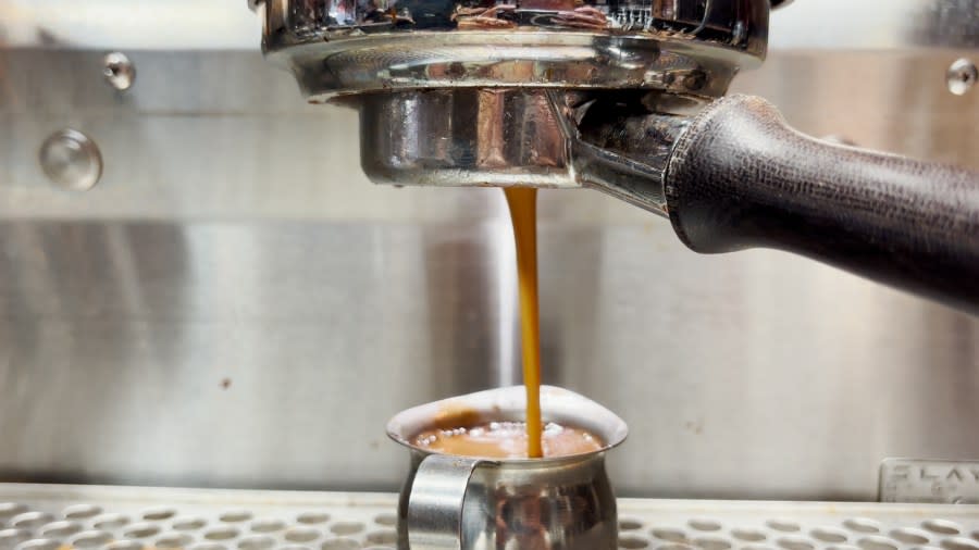 Espresso shot being prepared on Wednesday morning for one of the drink orders.