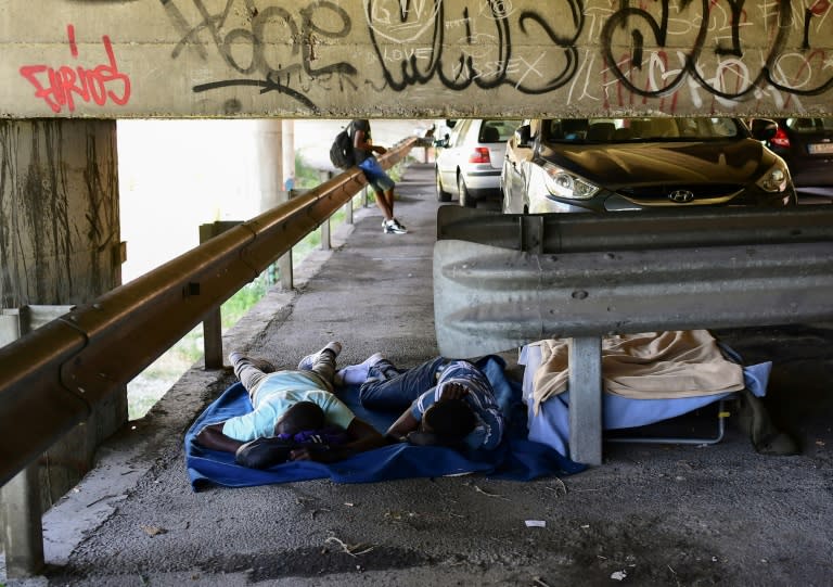 With limited beds available at migrant camps, some are forced to sleep rough in Ventimiglia