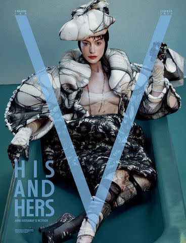 <p>Courtesy of V Magazine/Chris Colls</p> Anne Hathaway in V Magazine
