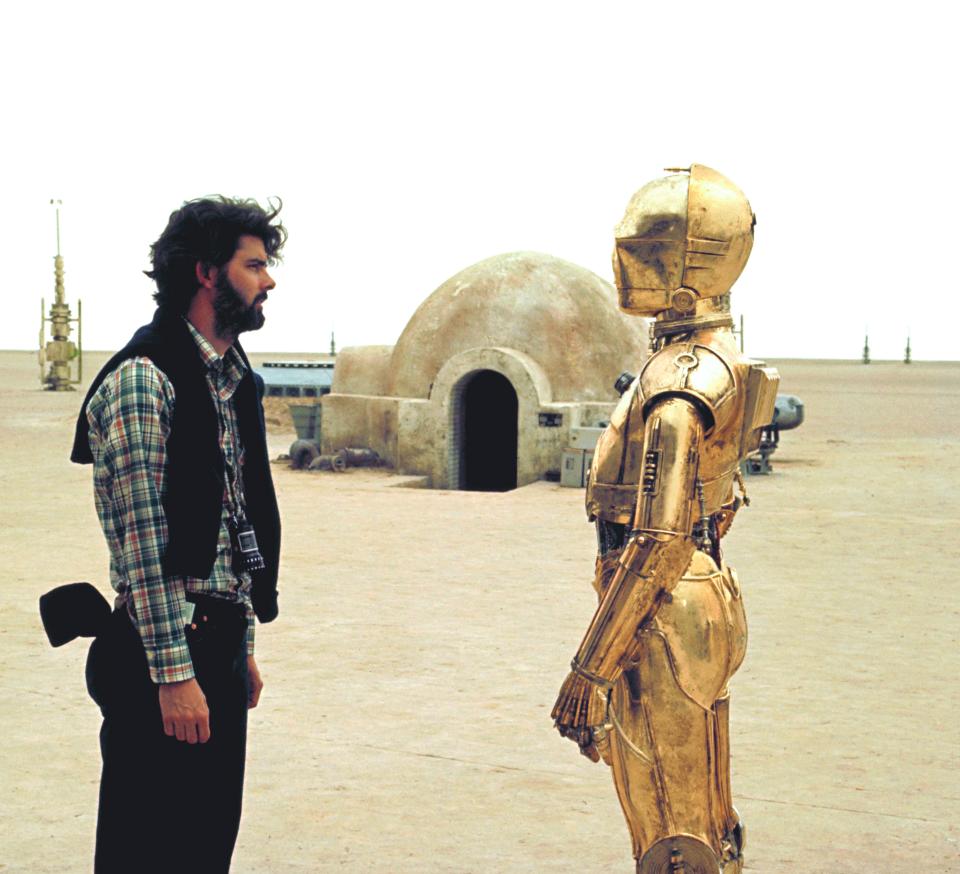 George Lucas (left), directing Star Wars: Episode IV—A New Hope. The Star Wars saga was extended with a prequel trilogy in the late ’90s and early ’00s, a continuation with three more films released in the 2010s, and more in the works today.