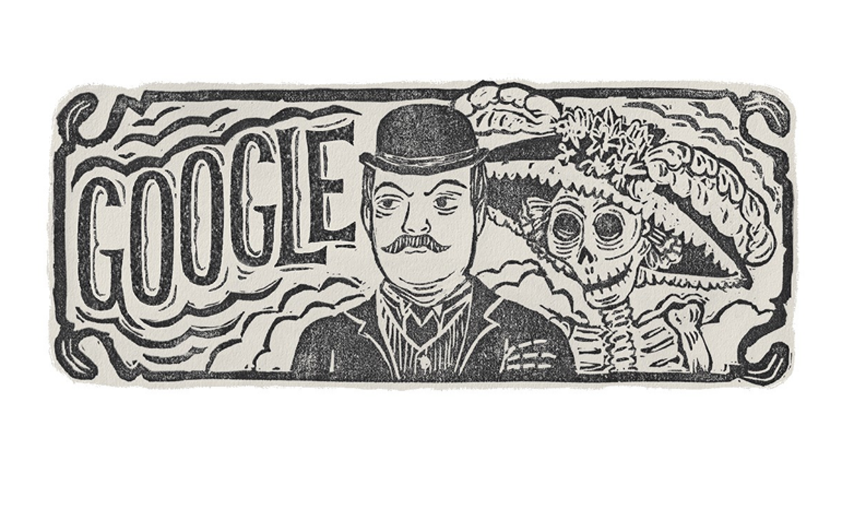 Today would have been José Guadalupe Posada’s 172nd birthday  (Google Doodle)