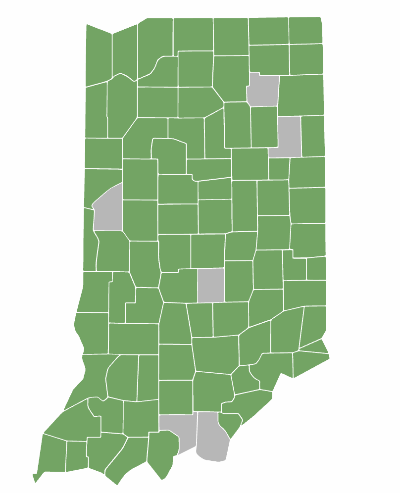  The 2024 state map showed counties that did, and did not, accept new public health funding. The latest map hasn’t yet been updated. (Health First Indiana)