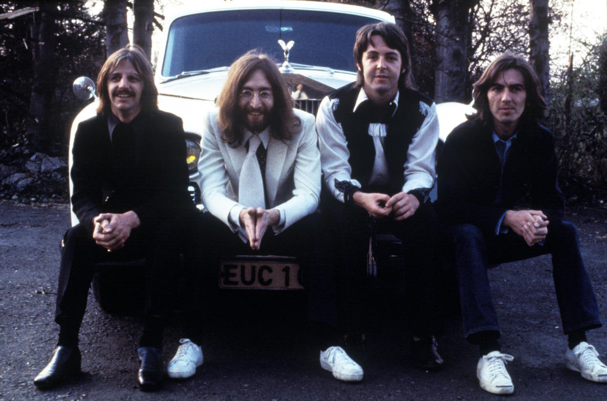 The Beatles during a photo session in Twickenham in April 1969. (Bruce McBroom/Apple Corps Ltd.)


