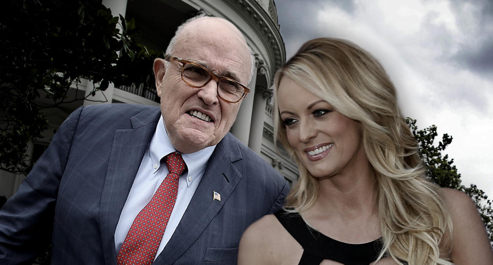 Rudy Giuliani, Stormy Daniels (Photo illustration: Yahoo News; photos: Win McNamee/Getty Images, ingo H.W. Chiu/AP, Al Drago/Bloomberg via Getty Images)