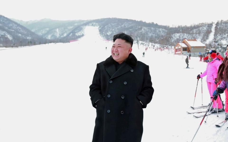 North Korean leader Kim Jong-Un inspects a ski resort on Masik Pass in 2013 - AFP